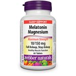 Webber Naturals Melatonin 10 mg with 150 mg of Magnesium, 60 Tablets, For Sleep Support, Muscle Function and Relaxation, Vegan