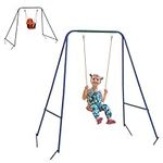 Outsunny 2 in 1 Toddler Swing Set, Metal Swing Set with Safety Harness for Baby, Kids 6 Months+, Heavy Duty Swing Set for Indoor/Outdoor, Backyard Play, Orange