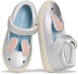Project Cloud Toddler Shoes - Memory Foam Insole Kids Shoes for Girls, Hook-and-Loop - Mary Jane Sneakers with Terry Cloth Lining, Non-Slip Outsole (Rabbit, Rabbit-Silver,7T)