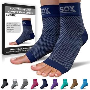 SB SOX Plantar Fasciitis Relief Socks – Ankle Brace Compression Sleeve – Arch Support for Foot Pain, Swelling, Heel Spurs – Foot Brace for Achilles Tendonitis Relief, Injury Recovery (Navy, Large)