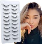 Wispy Lashes Natural Look False Eyelashes Strip Lashes 3D mink Lashes Handmade Fluffy Lightweight Short Eyelashes Natural 10 Pairs Light Volume Lashes Fake Eyelashes by Glowingwin