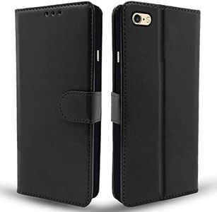 Pikkme Flip Case Leather Finish | Inside TPU with Card Pockets | Wallet Stand and Shock Proof | Magnetic Closing | Complete Protection Flip Cover for iPhone 6 / 6s (Black)