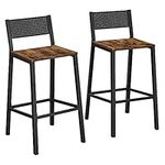 VASAGLE Breakfast Kitchen Bar Stool Set of 2, Counter Chairs, for Kitchen, Dining Room, Studio, Industrial Style, Rustic Brown and Black ULBC070B01