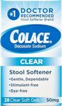 Colace Clear Docusate Sodium Stool Softener 50mg, 28 Count Per Box (3 Pack)