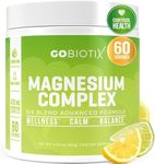 GoBiotix Magnesium Glycinate Powder - Magnesium Complex Supplement with Citrate, Malate, and Glutamine Chelate - Sugar Free, Non GMO - 420 mg per Serving - 60 Servings per Tub - Lemon Lime
