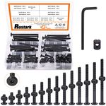 Rustark 141 Pcs M6 15mm-80mm Black Hex Socket Cap Bolts Barrel Nuts Assortment kit with One Free Hex Key, Baby Bed Crib Screws Hardware Replacement Kit for Crib Bed Cots Furniture