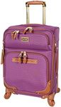 steve madden Designer Luggage Collection - Lightweight Softside Expandable Suitcase for Men & Women - Durable 20 Inch Carry On Bag with 4-Rolling Spinner Wheels, Global Purple, 20in, Pocket