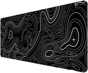 Mouse Pad, Mouse Pad Topographic Mouse Pad Large Gaming Mouse Pad Large Mouse Pad XL Mouse Mat Desk Map Non-Slip Water-Resistant(31.49"x11.8"x0.1") 80x30 Black