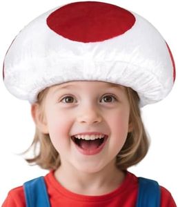JEGERMIG Halloween Kid Toad Mushroom Hat White with Red Spots Gaming Cosplay Costume Accessory