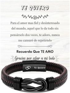 ERRISHE Pulsera Hombre Regalo Para Hombre, Marido, Amigo, Papá, Regalo De San Valentín Pulsera De Cuero Trenzado Para Hombre Grabado Te Quiero Cumpleaños Aniversario Regalo Novio Esposo