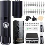Dragonhawk Tattoo Machine Kit Rotary Wireless Tattoo Machine Pen, Tattoo Gun with LCD Display, 2 pcs 1500mAh Batteries, Tattoo Needles for Beginners