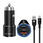 UltraProlink 125W Fast Car Charger | Dash, Warp, SuperVooC, PD Charger | 45W PPS PD Type C and 80W Type A Port |Compatible for iPhone, Oneplus, Samsung, Oppo, Nothing & Pixel | Mach 125 | UM1160