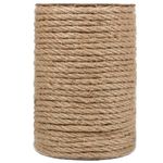 Tenn Well 6mm Jute Rope, 164 Feet Strong and Thick Twine Rope for Crafts, Gardening, Bundling, Cat Scratching Post, Home Decor