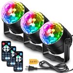 Apeocose 3-Pack Disco Ball Halloween Party Decor Lights with Remote Control, Sound Activated Music Sync Stage Strobe DJ Lights for Christmas Decorations Bachelorette Party Dance Karaoke Happy Birthday