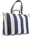 Fit & Fresh All The Things Weekender Bag for Women, Large Tote Bag For Women, Travel Bag For Women, Overnight Bag, Beach Bag, Extra Large Tote Bag With Compartments, Navy Stripe