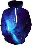 SANKILL Unisex Graphic Hoodies for Men Funny 3D Novelty Pullover Sweatshirt Xmas Teen Boy Gifts Black White Galaxy Hoodie, 4b Blue Light, Large-X-Large