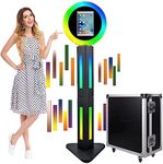 HITUGU Portable iPad Photo Booth Selfie Station Machine Metal Shell with Software APP Control Light Box,Music Sync,RGB Ring Light,Flight Case,for Parties,Christmas,Events