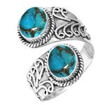 925 Sterling Silver Ring Copper Blue Turquoise Handmade Jewelry Size 10 (99025_CBT_R5.5)