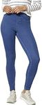 HUE Women's Plus Size Curvy Fit Essential Denim Leggings, Medium Wash, Large