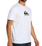 Quiksilver Men's Solid Streak Short Sleeve Rashguard Surf Rash Guard Shirt, White, M UK