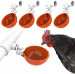 Lil'Clucker Large Automatic Chicken Waterer Cups with 1/2" PVC Tee Fittings - Chicken Water Cups, Chicken Water Feeder, for Chicks, Duck, Goose, Turkey - Poultry Waterer Feeder Kit - (Orange)