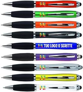 Penna Touch personalizzata Stampa Colore UV con logo e testo, Assistenza Grafica Inclusa (Blu, 100 PEZZI)
