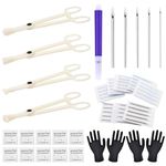 rayyl 42PCS Piercing Kit, Ear Nose Piercing Needles 12G 14G 16G 18G 20G Piercing Tool Kit with 4pcs Different Piercing Clamps and Marker Pen for Piercing Accessories