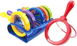 MOLIMOLLY Set of 6 Kids Jumbo Magnifying Glass with Stand,Easy Grasp Magnifiers Toddler Science Kits Accessories,Teaching,Reading Books,Maps,Insects