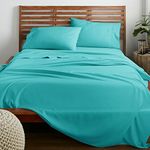 American Home Collection Twin Sheet Set - 3 Pieces Extra Soft Bedding Sheets & Pillowcases Set - Breathable, Wrinkle, Fade, and Stain Resistant - Deep Pockets - Oeko-Tex, Turquoise Soft Bed Sheets