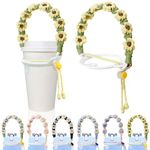 Yanmucy Water Bottle Strap Handmade Daisy Paracord Handle for Water Bottle Portable Coffee Cup Strap Durable Silicone Water Bottle Accessories for Commuting Gyms Cycling (Yellow)