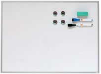 Nobo Small Magnetic Whiteboard, Aluminium Trim, Dry Wipe, Wall Mountable, Home/Office, 585 x 430 mm, Includes Marker Pens, Magnets, Mounting Pads & Eraser, White, 1903777