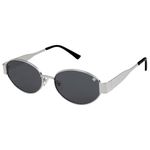 ELEGANTE Retro Round Oval Sunglasses for Women & Men Trendy Metal Sun Glasses Classic Shades UV400 Protection (C1 - SILVER - BLACK)