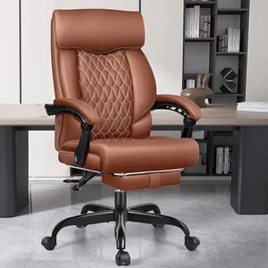 Office Chair, Big and Tall Office Chair, Reclining Office Chair with Footrest Home Office Desk Chairs, High Back Ergonomic Office Chair with Lumbar Support, Executive Leather Office Desk Chair