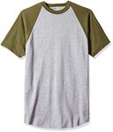 Soffe Men's Short Sleeve Baseball Tee, Athletic Oxford/Od Green, Large