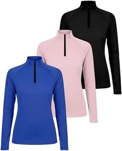3 Pack: Womens Quarter 1/4 Zip Pullover Plus Size Long Sleeve Shirt Quick Dry Dri Fit Yoga 1/2 Zip Athletic Ladies Active Gym Workout Top Golf UPF Hiking Outdoor Sports Exercise Running SET6, 1X