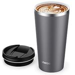 ulwae Insulated Coffee Mug with Ceramic Coating, 18oz Travel Mug with Leak-proof Lid, Vacuum Double-wall Tumbler, Stainless Steel Thermal Cup for Tea, Hot Cocoa, Cold Beverage, Ice Drinks