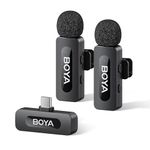 BOYA by V Series USB-C Wireless Microphone,Mini Lapel Mic wit Cancelling Compatibale with Android/Type-C Smartphone Laptop for YouTube Podcast Facebook Vlogging Recording (V20)