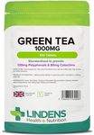 Lindens - Green Tea 1000mg, 100 Tablets - UK Made - Standardised to Provide 120mg Polyphenols and 80mg Catechins - Green Tea Extract, 2,000mg Daily Intake - Letterbox Friendly, Vegan