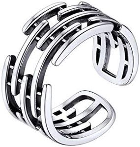 PROSILVER 925 Sterling Silver Ring Finger Rings Knuckle Stacking Adjustable Opening Ring Women
