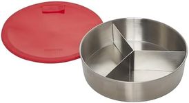 Instant Pot Official Round Cook/Bake Pan with Lid & Removable Divider, 7-inch, 32 Ounce Capacity, Red with Solid Base