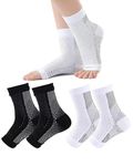 Dazzliq 2 Pairs Compression Socks for Men & Women Neuropathy Socks Toeless Compression Foot Plantar Arch Support Pain Relief Socks Ankle Socks Foot Ankle Swelling Relief Achilles Tendon (L/XL)
