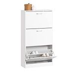 SoBuy White Shoe Cabinet with 3 Flip Drawers, Freestanding Shoe Rack,Shoe StorageCupboard Organizer Unit FSR110-W