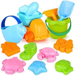 YIMORE Conjunto de Juguetes Arena para la Playa en Bolsa de Malla, moldes de Arena para niños, Colores Surtidos (13pcs)