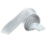 Trimming Shop Skinny Neck Tie White Soft Satin Polyester Unisex Slim Necktie for Casual Formal Wear, Weddings, Prom, Celebration, Parties, Gatherings, Events