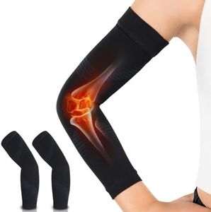 Vive Arm Compression Sleeve - Elbow Support Brace With UV Protection- Cooling Wrap For Pain- Black Sports Fit For Fishing, Cycling, Tennis- Arthritis, Tendonitis Relief- Ideal For Men & Women (Large)