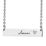 HUAN XUN Personalized Bar Custom Name Necklace Imani Personal Womens Jewelry Birthday Gift