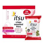 itsu Sweet Soy and Sea Salt Flavour Seaweed Thins | Crispy Seaweed Snacks | NEW Larger Pack (32 x 5g packs) | Vegan, Low Calorie, Healthy Snack, Seaweed Crisps