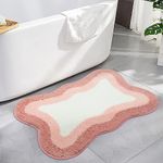 HAOCOO Pink Bathroom Rugs Washable,