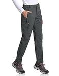 Baleaf Women's Hiking Pants Fleece Lined Waterproof Cold Weather insulated Ski Snow Pant Warm Winter Soft Shell-Grey-S