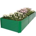 BTDVR 9FT(L)×4FT(W)×2FT(H) Galvanized Metal Raised Garden Bed Outdoor for Vegetable, Clearance Raised Garden Beds for Flower, Garden Planter Box for Herb, Succulent, Fruit - Dark Green